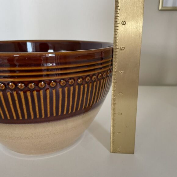 Table Tops Gallery Matrix Hand Crafted Hand Painted Bowl Brown 8.25” - Picture 6 of 6